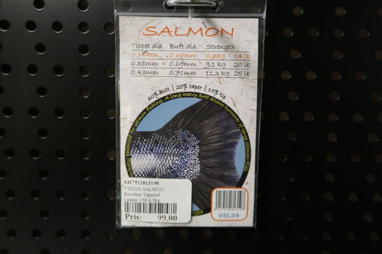 8 pk. VISION SALMON Knotless Tapered Leader 15ft 6,3kg 0,34