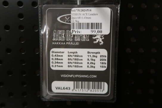 7 pk. VISION ACE Leaders 2pcs 6ft 0,43mm 11,3kg