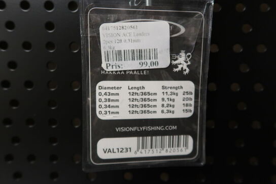 11 pk. VISION ACE Leaders 2pcs 12ft 0,31mm 6,3kg