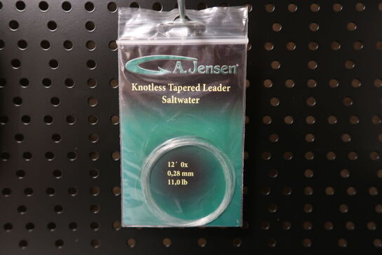 13 pk. A. Jensen Knotless Tapered Leader Saltwater 0,28mm 12´