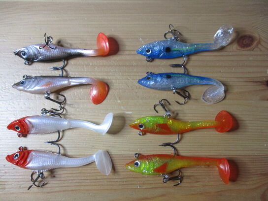 8 Æsker med 60 Spinnere, Blink, Swimbaits og Woblere