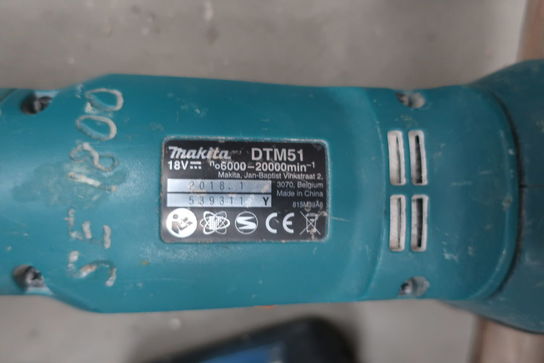 Akku vinkelsliber MAKITA, akku multicutter MAKITA DTM51 med batteri og lader