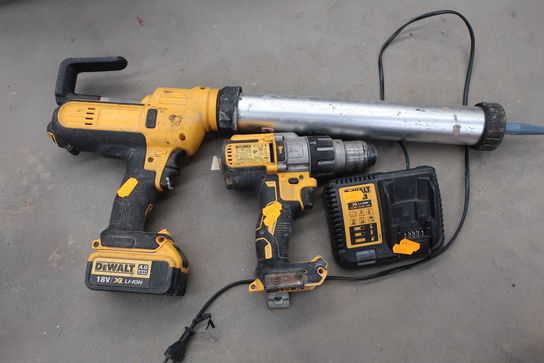 Akku fugepistol DEWALT, akku bore/skruemaskine DEWALT med batteri og lader