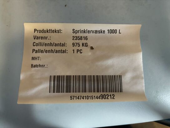 Palletank med sprinklervæske