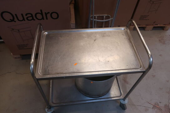Serveringsvogn i rustfri stål 54x85 cm inkl. stor gryde