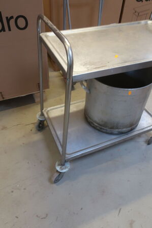Serveringsvogn i rustfri stål 54x85 cm inkl. stor gryde