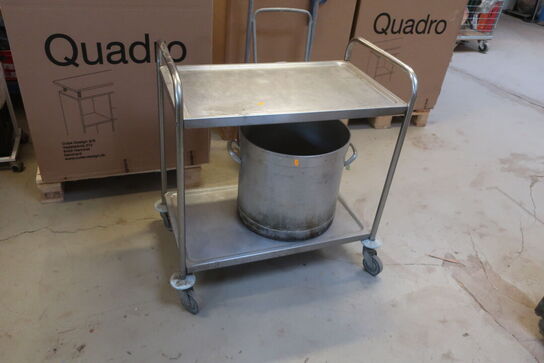Serveringsvogn i rustfri stål 54x85 cm inkl. stor gryde