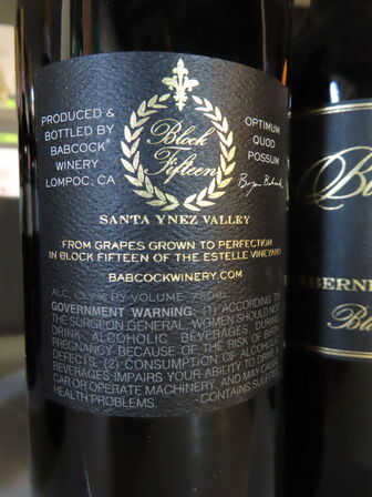 4 fl. rødvin, BABCOCK 2019, Cabernet Sauvignon Block 15, Santa Ynez Valley