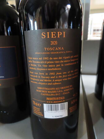 6 fl. rødvin, SIEPI TOSCANA 2020, Mazzei Castello di Fonterutoli
