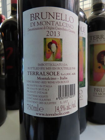 6 fl. rødvin, TERRALSOLE BRUNELLO DE MONTALCINO, 6 årgange fra 2008-2013 