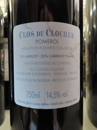 1 fl. rødvin, CLOS DU CLOCHER POMEROL 2018