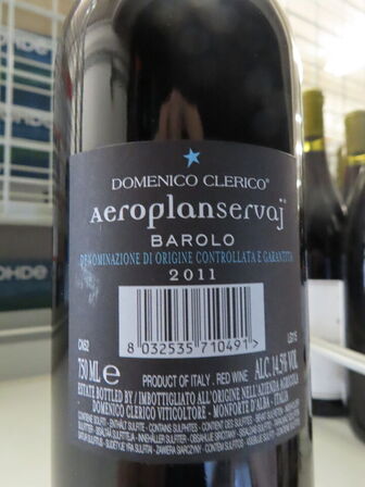 1 fl. rødvin, AEROPLANSERVEJ BAROLO 2011, Domenico Clerico Servaj Serralunga