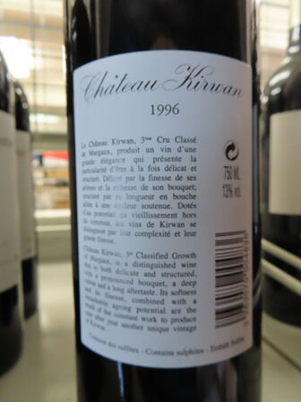 3 fl. rødvin, CHÂTEAU KIRVAN MARGAUX 1996, 3. Cru Grand Cru Classé, Margaux