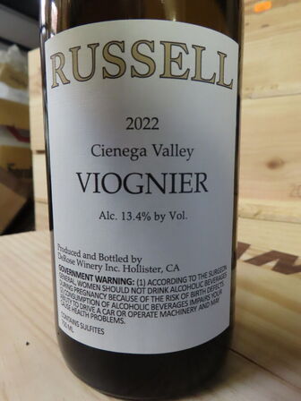 12 fl. hvidvin, RUSSEL VIOGNIER CIENEGA VALLY 2022