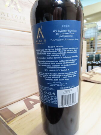 6 fl. rødvin, ALTAIR CACHAPOLA ANDES 2020, Cachapoal Valley, Chile 