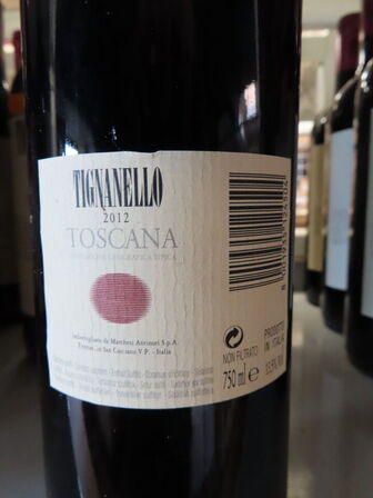 1 fl. rødvin, TIGNANELLO 2012, Antinori Tignanello, Toscana IGT