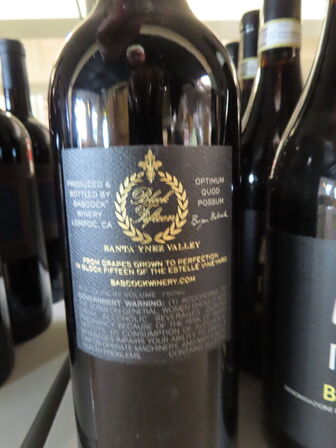 3 fl. rødvin, BABCOCK BLOCK 15 2019,Cabernet Sauvignon, Santa Ynez Valley 