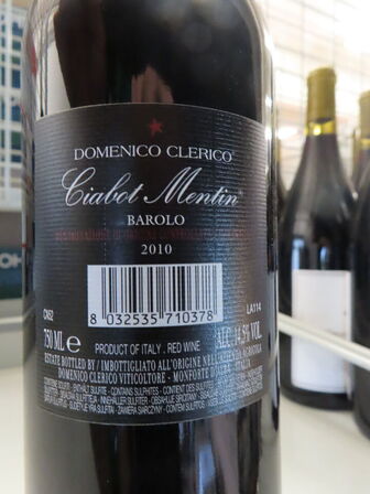 1 fl. rødvin, CIABOT MENTIN BAROLO 2010, Domenico Clerico
