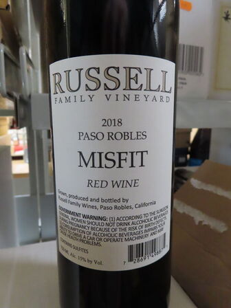 12 fl. rødvin, RUSSELL MISFIT PASO ROBLES 2018