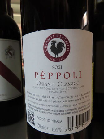 5 fl. rødvin, PÉPPOLI CHIANTI CLASSICO 2021, Marchesi Antinori Toscana