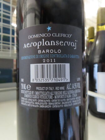 1 fl. rødvin, AEROPLANSERVEJ BAROLO 2011, Domenico Clerico Servaj Serralunga