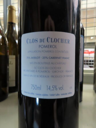 1 fl. rødvin, CLOS DU CLOCHER POMEROL 2015