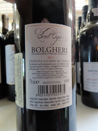 5 fl. rødvin, CONT UGO 2013, Antinori Tenuta Guado al Tasso Bolgheri Superiore