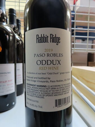 12 fl. rødvin, RABBIT RIDGE PASO ROBLES ODDUX 2019