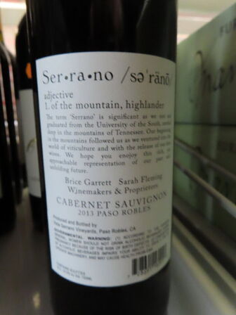 6 fl. rødvin, SERRANO CABERNET SAUVIGNON 2013, Serrano Russell Family Vineyard