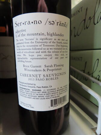 3 fl. rødvin, SERRANO CABERNET SAUVIGNON 2013, Serrano Russell Family Vineyard