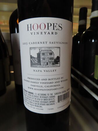 6 fl. rødvin, HOOPERS 2013, Hoopes Vineyard Napa Valley Cabernet Sauvignon