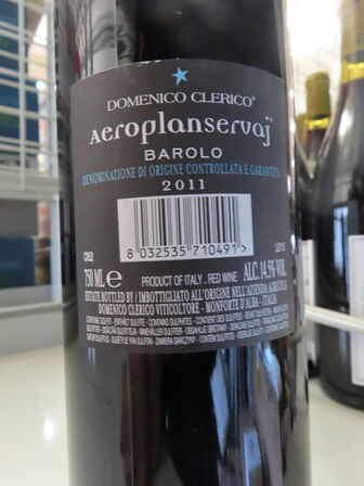1 fl. rødvin, AEROPLANSERVEJ BAROLO 2011, Domenico Clerico Servaj Serralunga
