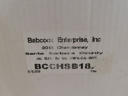 12 fl. hvidvin, BABCOCK CHARDONNAY 2018, , Santa Ynez Valley 