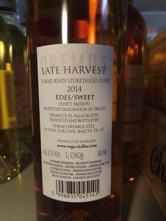 5 fl. dessertvin, OREMUS TOKAJI 2014, Late harvest, Tempos Vega Sicilia