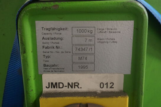 Søjlesvingkran, DEMAG M74 1000 kg