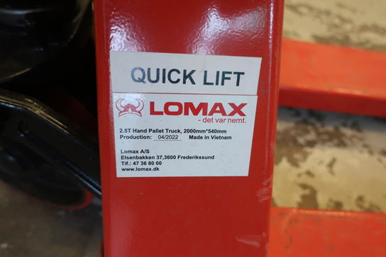 Palleløfter LOMAX 2500 kg. 2000 mm. gafler