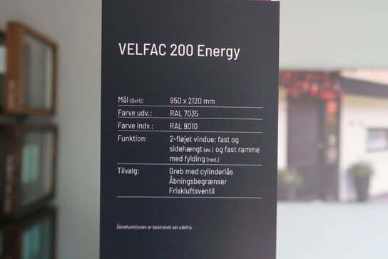 2-fløjet vindue & fast ramme, VELFAC 200 Energy