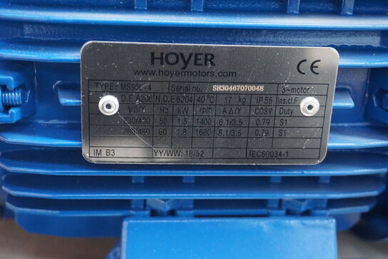 1 stk. el-motor, Hoyer MS90-4 + 2 stk. trombler med kabel mv. 