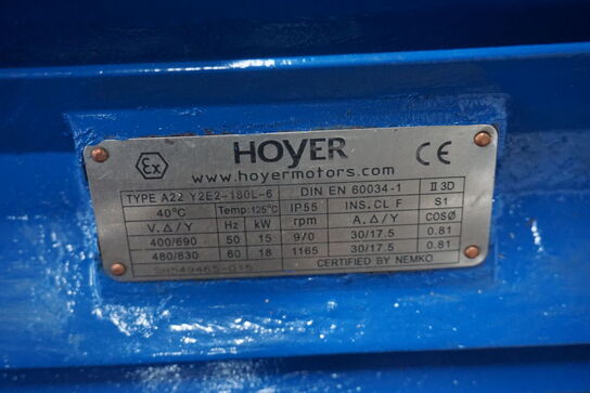 Kraftig el-motor, Hoyer A22 Y2E2-180L-6