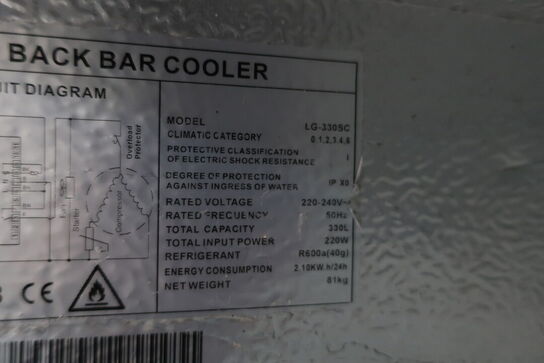 Køleskab BACK BAR COOLER LG-330SC