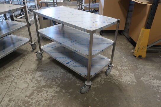 Kørebord 600x1100mm m/vulstkant m/over og 2 underhylder